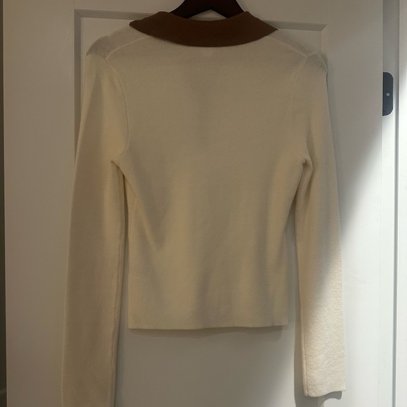 French Connection Cream Sweater with Brown Collar - Picture 2 of 2